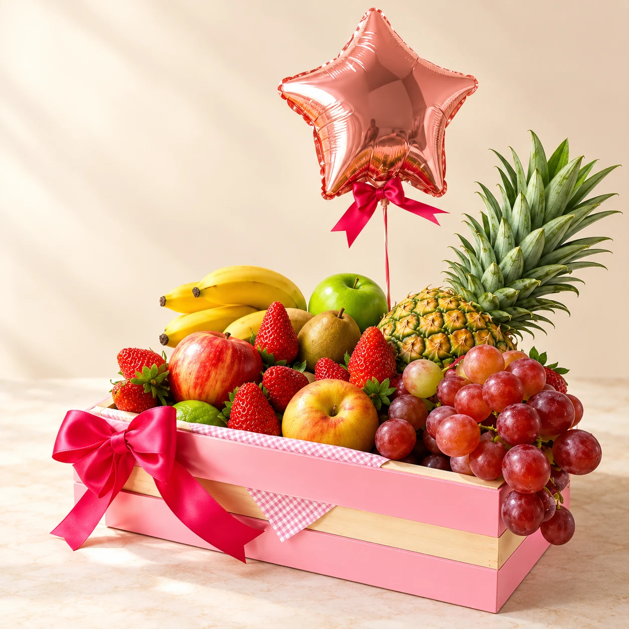 Fruit Basket with Star Balloon - Bogotá Delivery