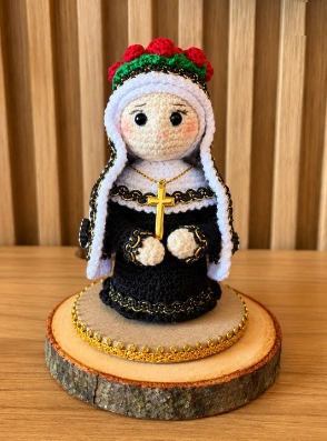 Saint Rita Crochet Figure with a Rose Crown