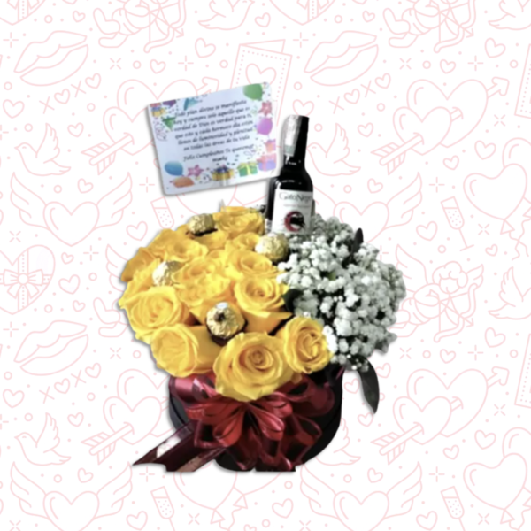 Arreglos florales a Domicilio Bogotá – Tambor de rosas con vino
