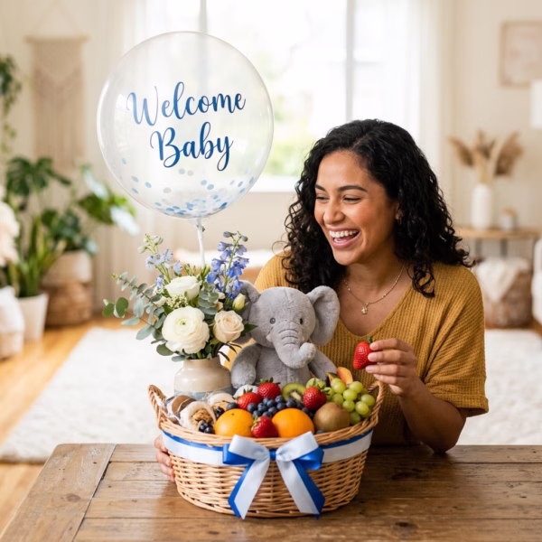 Canasta Bebe Recien Nacido – ¡Bienvenido, Principito! Canasta de Alegría