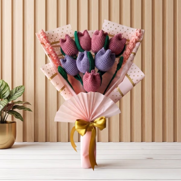 Detalle Sorpresa Bogotá Día de la Madre – Ramo Tulipanes en Crochet
